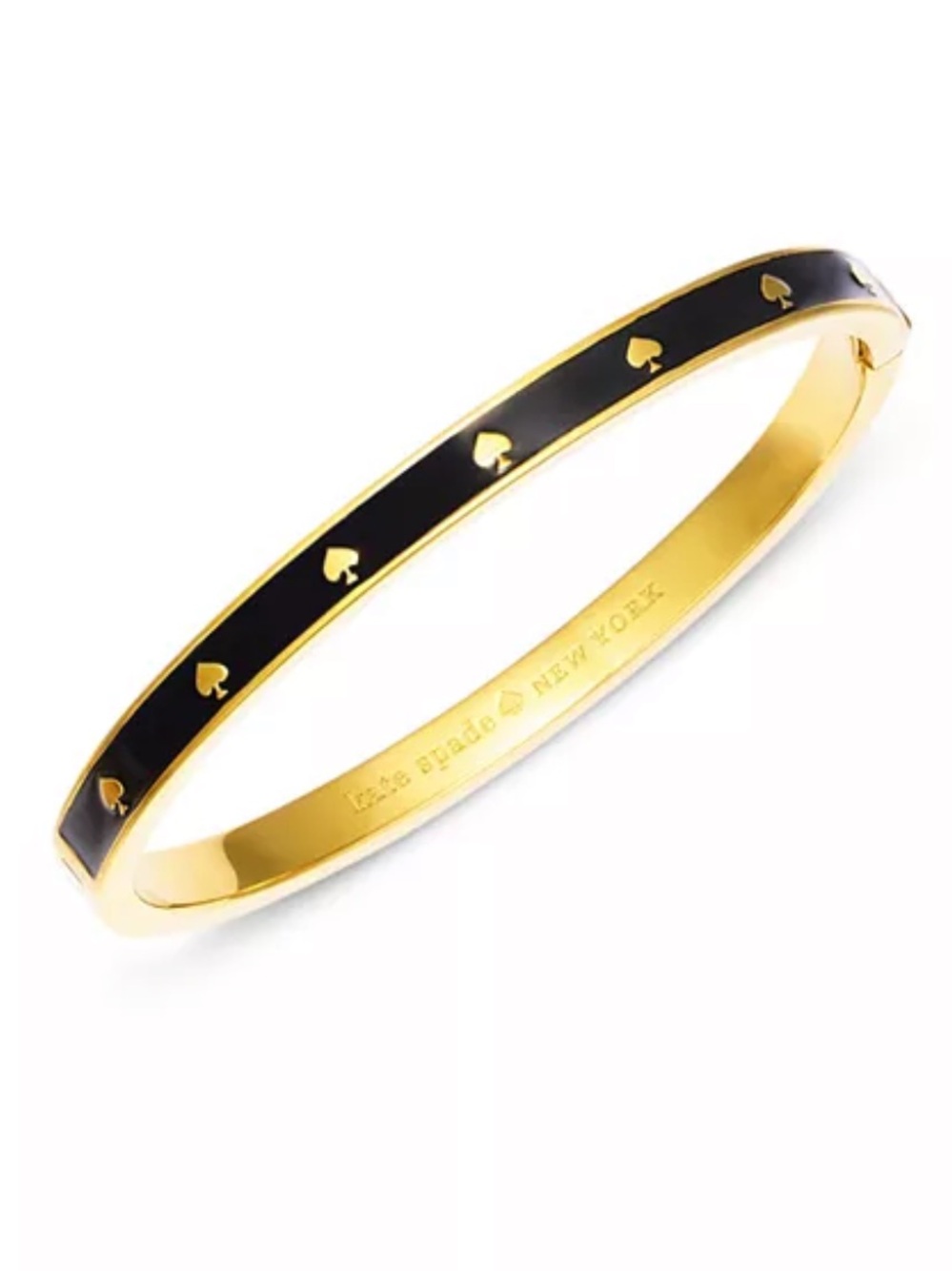 NWT Kate Spade Spot The Spade Enamel Hinged Bangle Black - Picture 7 of 12